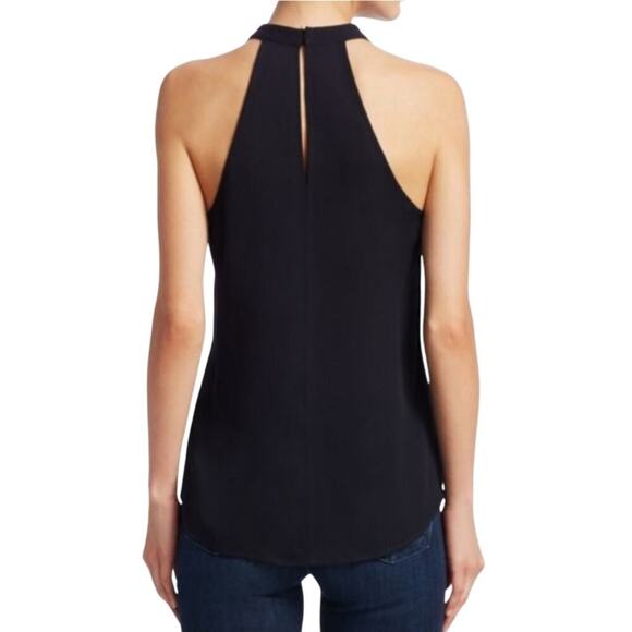 A.L.C Women's Black 100% Silk Moran Keyhole Blouse Size 2 - Picture 2 of 10